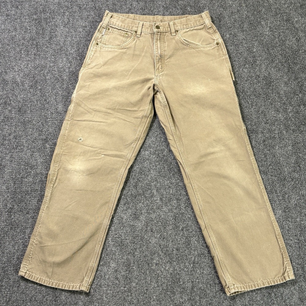 Carhartt Carpenter Pants Mens 32x29 Canvas Loose Fit Mushroom Gray B159 MUS
